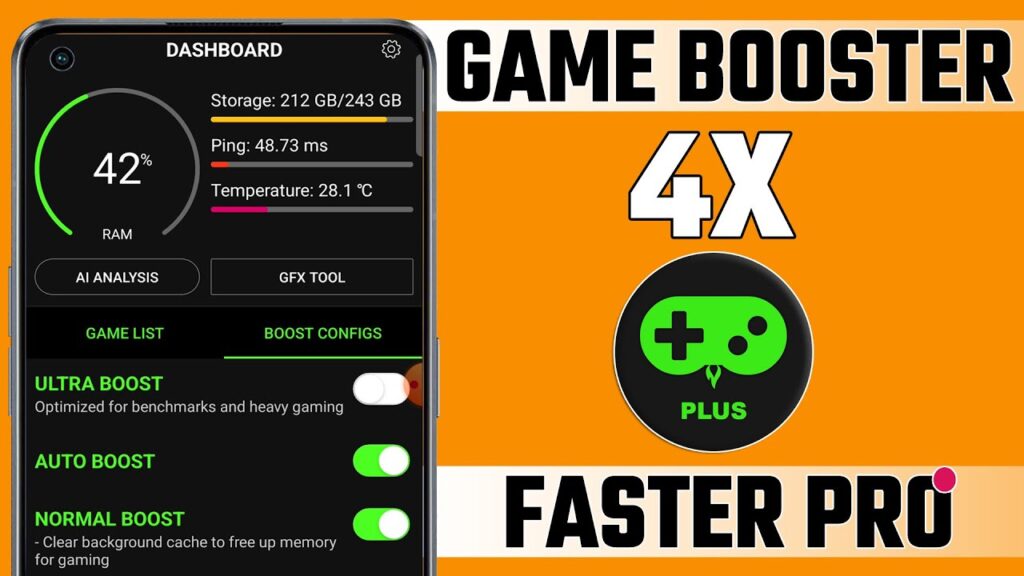 Game Booster 4x Faster v2.2.0 MOD APK (Pro Unlocked)