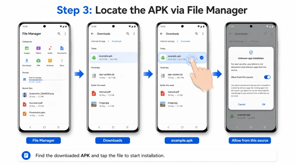 Locate the File Via File Manager